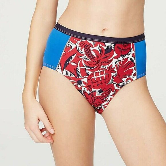 LOFT Other - LOFT Swimsuit Bottom High Waist Tropical Blue Red